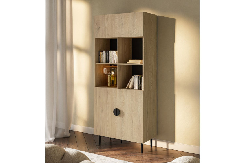 Witryna Osaka dąb cremona – ekspozycja i schowki w jednym
