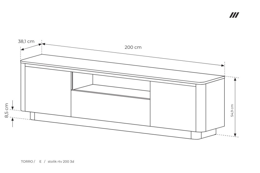 Szafka RTV Vireo 200 3D – nowoczesny stolik pod telewizor