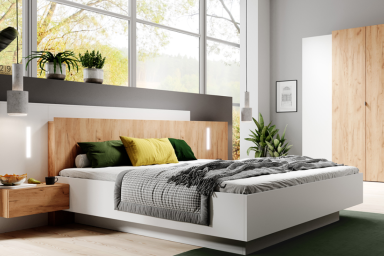 Sypialnia 3D - biała z drewnem